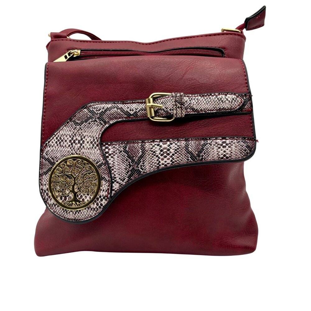 J Francis Red Faux Leather Shoulder Bag